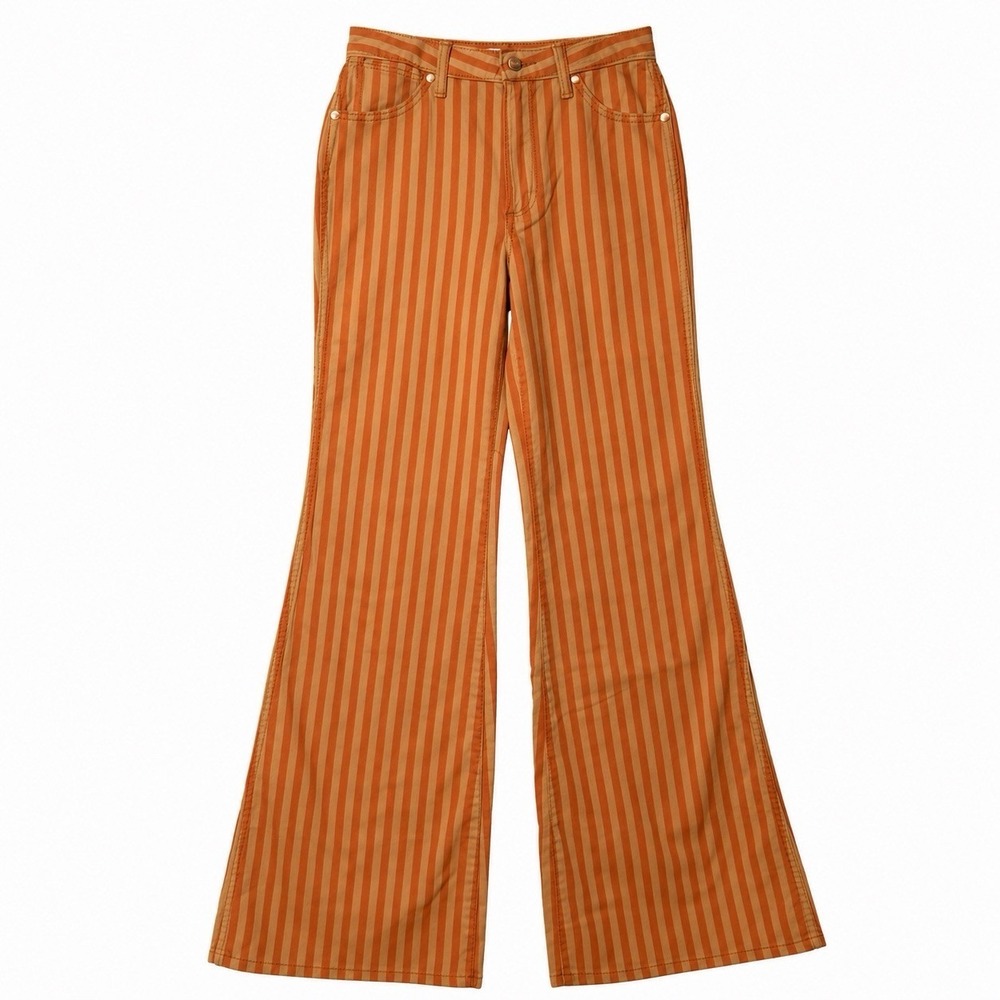 New Wrangler Wanderer 622 Flare Jeans Womens 26x34 Orange Stripe High Rise